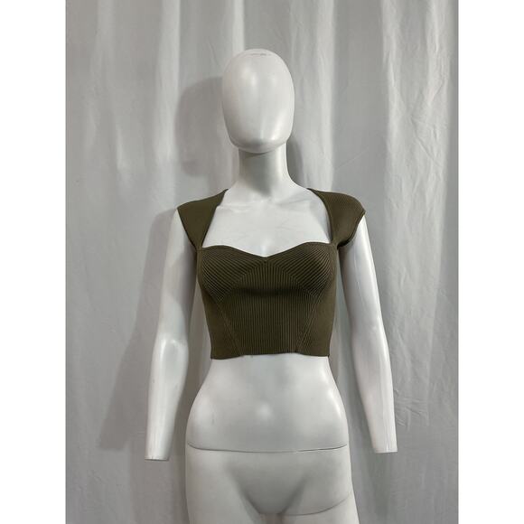 Simkhai 'Abia' Green Cropped Cap Sleeve Tee Size XS - Picture 2 of 5